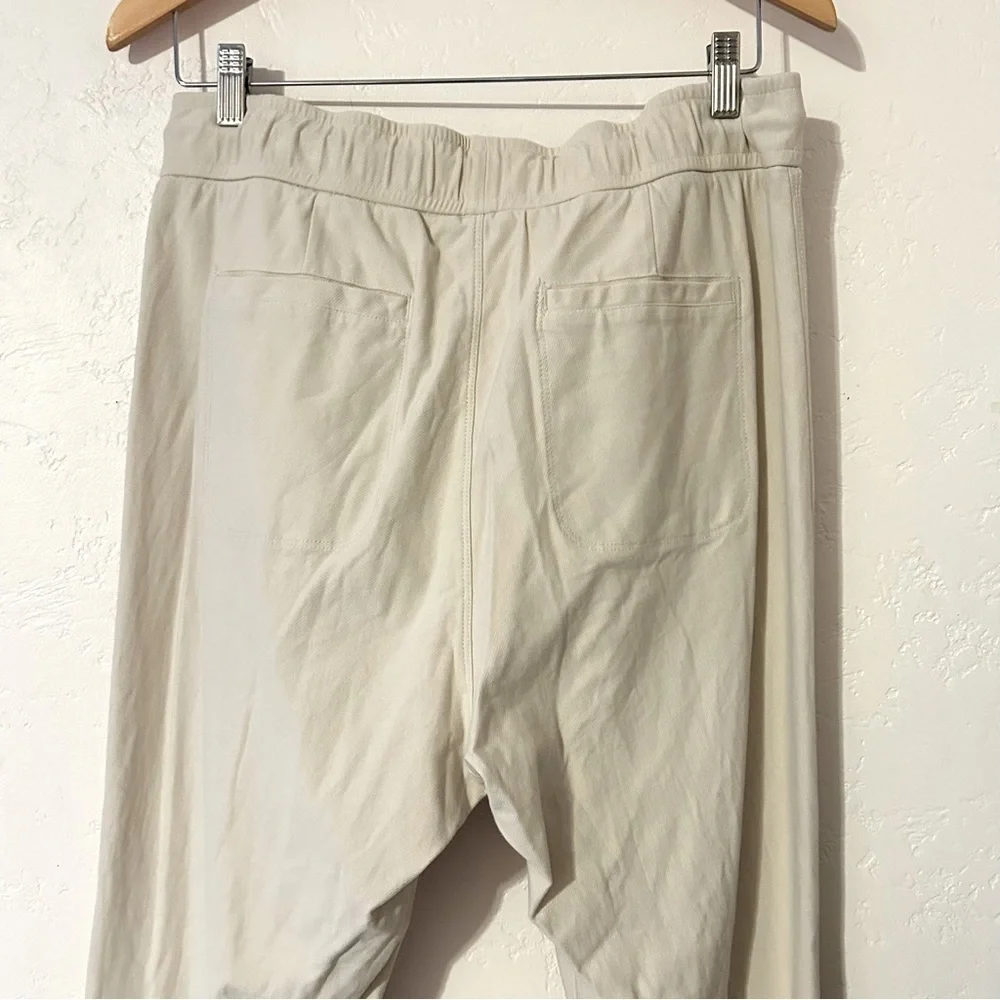 BLANK NYC Cotton Drawstring Ankle Zip Pocket Jogger Pants Cream Women Size L